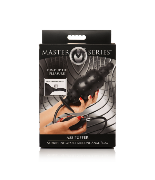 Ass Puffer - Nubbed Inflatable Silicone Anale Plug - Zwart