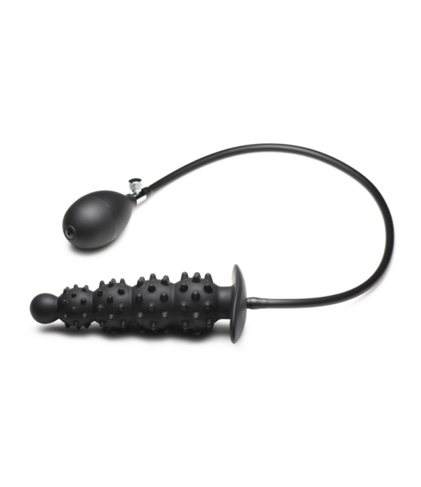 Ass Puffer - Nubbed Inflatable Silicone Anale Plug - Zwart