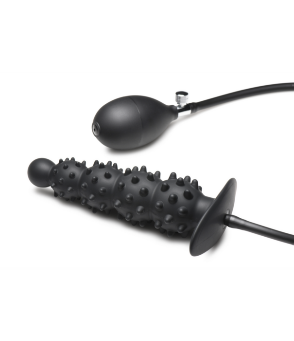 Ass Puffer - Nubbed Inflatable Silicone Anale Plug - Zwart
