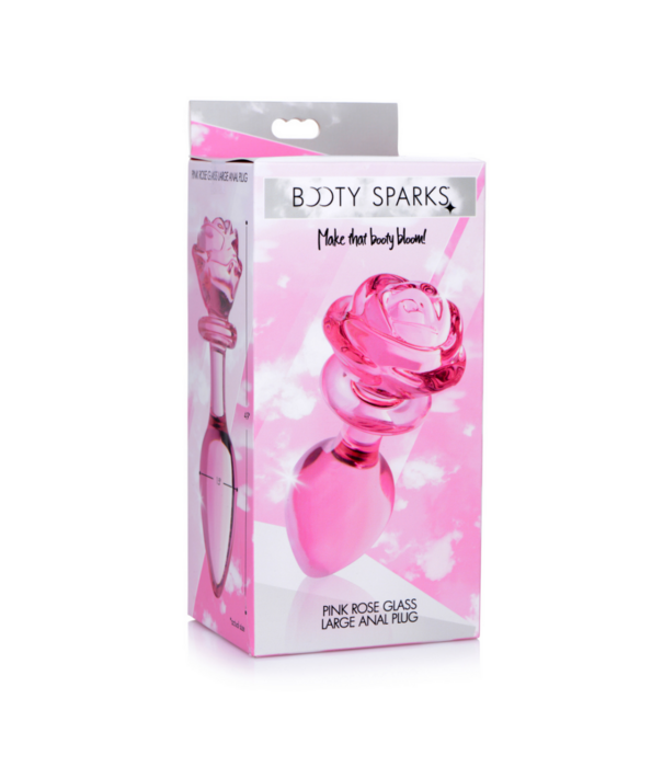 Roze Roos - Glazen Butt Plug - Groot