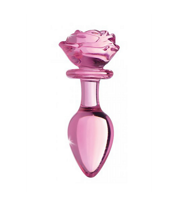 Roze Roos - Glazen Butt Plug - Groot