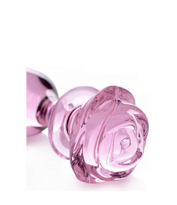 Roze Roos - Glazen Butt Plug - Groot