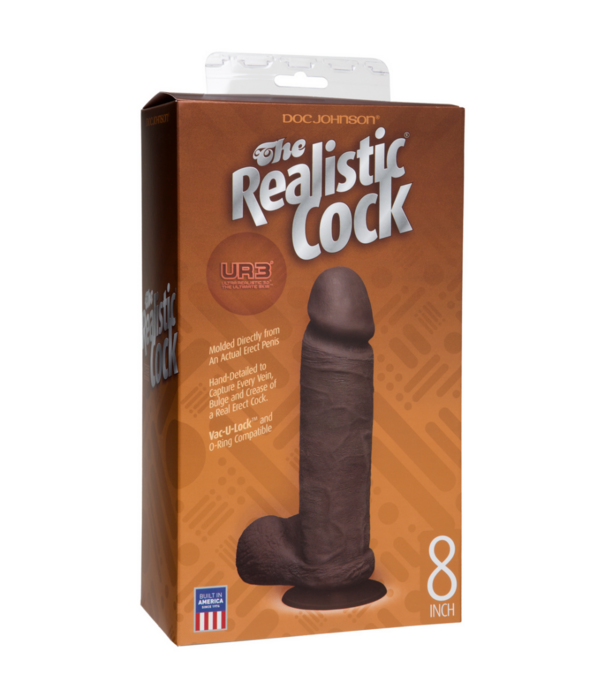Doc Johnson Realistische Cock met Ballen - Verwijderbare VacULock Zuignap - ULTRASKYN - 8 / 21 cm - Chocolade