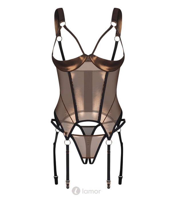 * OBSESSIVE Obsessive Soranna Korset set met jarretels in Brons