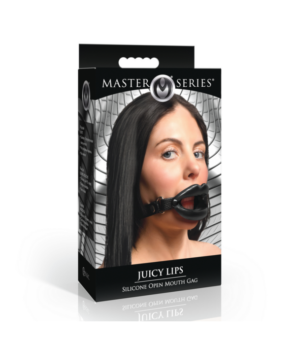Juicy Lips - Siliconen Open Mond Gag - Zwart