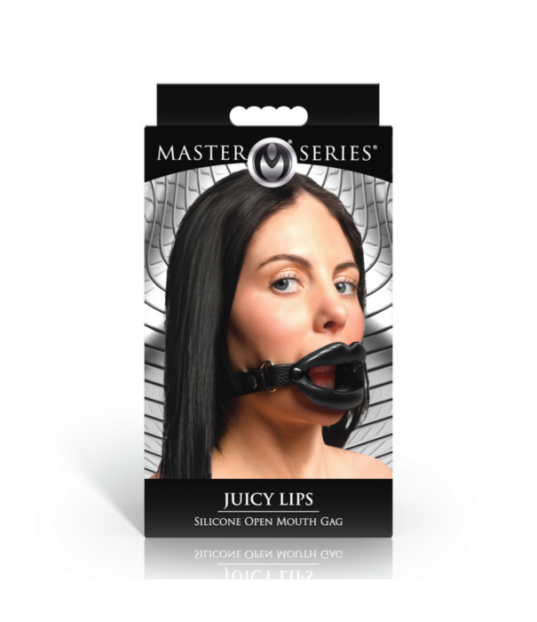 Juicy Lips - Siliconen Open Mond Gag - Zwart
