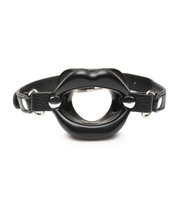 Juicy Lips - Siliconen Open Mond Gag - Zwart