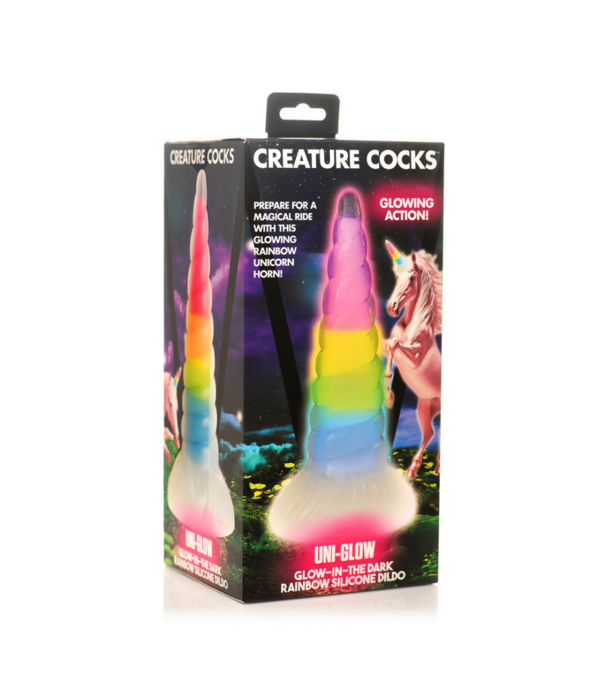 UniGlow - Glow-in-the-Dark Regenboog Siliconen Dildo