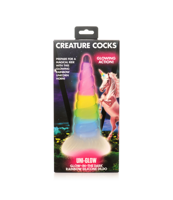 UniGlow - Glow-in-the-Dark Regenboog Siliconen Dildo