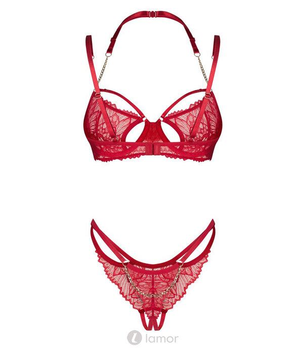 * OBSESSIVE Obsessive Matildea BH & Riostring Ouvert Set in Rood