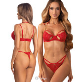 Obsessive Matildea BH & Riostring Ouvert Set in Rood