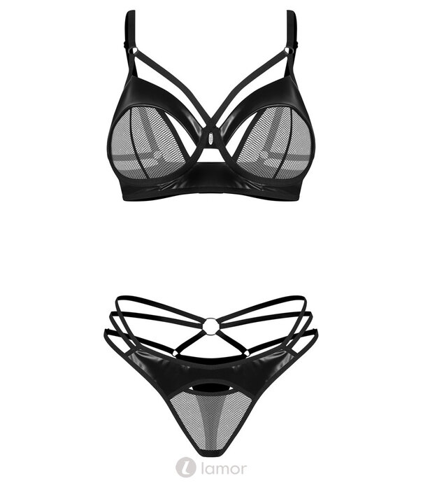 * OBSESSIVE Obsessive Dominna BH & Riostring Set in Zwart Wetlook