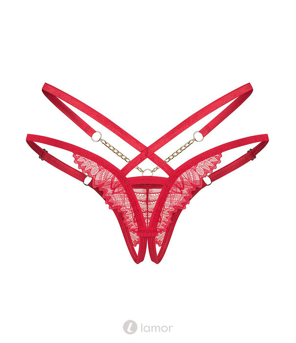 * OBSESSIVE Obsessive Matildea Riostring Ouvert in Rood met Kettinkjes