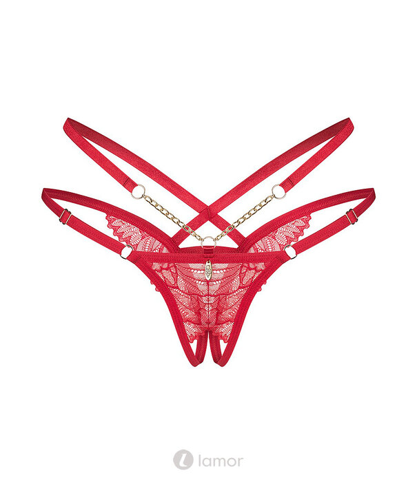* OBSESSIVE Obsessive Matildea Riostring Ouvert in Rood met Kettinkjes