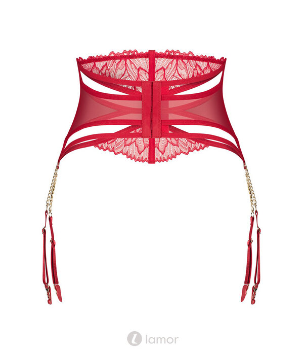 * OBSESSIVE Obsessive Matildea Jarretelgordel in Rood met Keten-Details