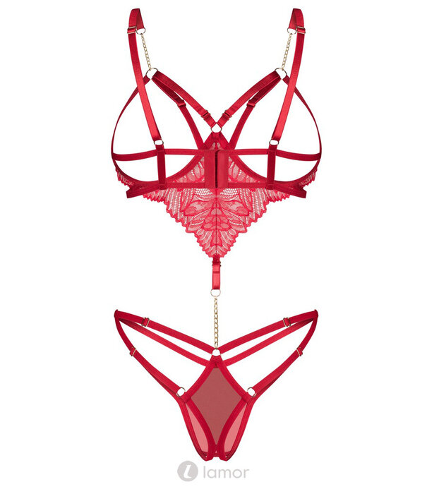 * OBSESSIVE Obsessive Matildea open cups Body Ouvert in Rood