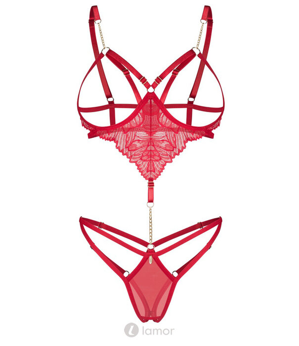 * OBSESSIVE Obsessive Matildea open cups Body Ouvert in Rood