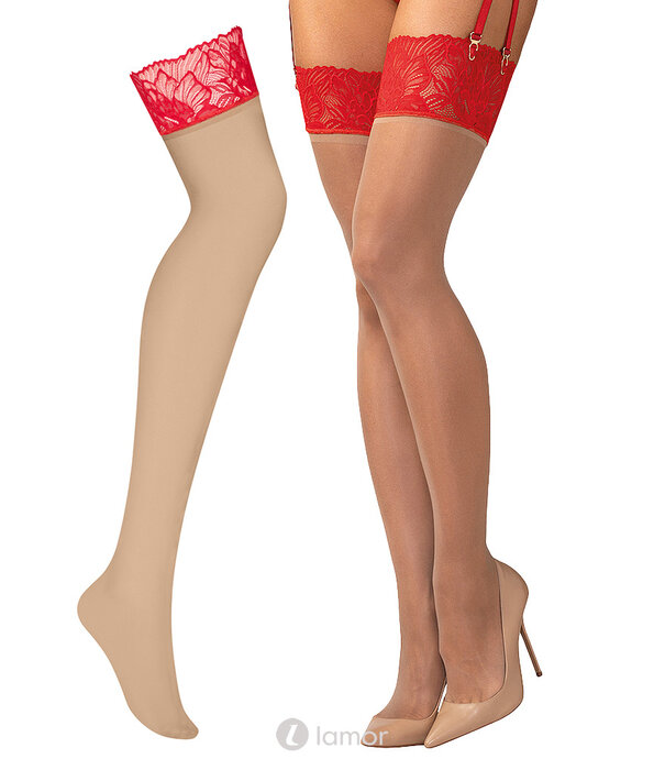 * OBSESSIVE Obsessive Matildea jarretelkousen Nude met Rode Kant