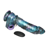 Astro-Thrust - Duwende en Vibrerende Siliconen Dildo - Blauw/Paarse