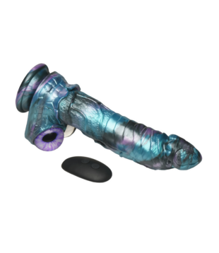 Astro-Thrust - Duwende en Vibrerende Siliconen Dildo - Blauw/Paarse