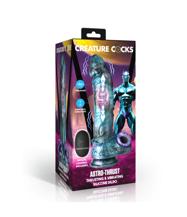 Astro-Thrust - Duwende en Vibrerende Siliconen Dildo - Blauw/Paarse
