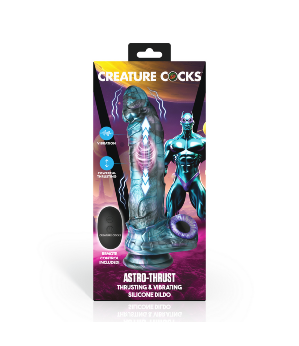 Astro-Thrust - Duwende en Vibrerende Siliconen Dildo - Blauw/Paarse
