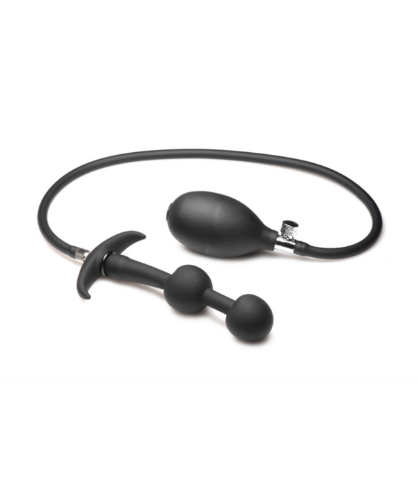 Ass Rattler - Gewogen Opblaasbare Siliconen Anale Plug - Zwart