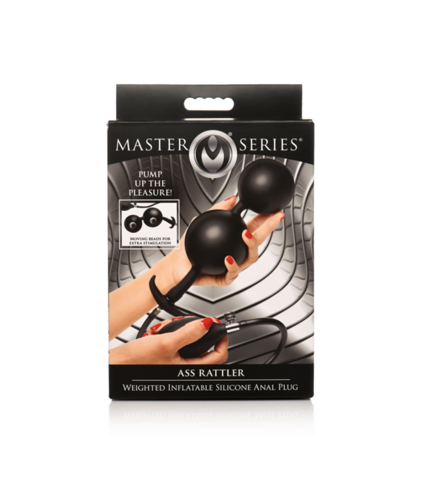 Ass Rattler - Gewogen Opblaasbare Siliconen Anale Plug - Zwart