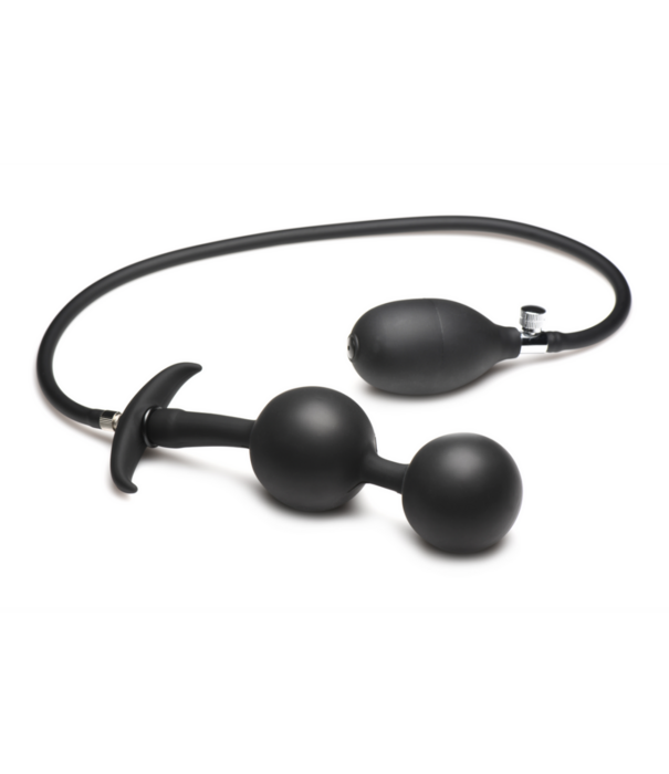 Ass Rattler - Gewogen Opblaasbare Siliconen Anale Plug - Zwart