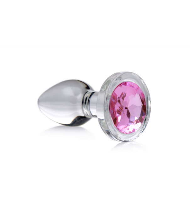 Roze Edelsteen - Glas Anale Plug - Klein