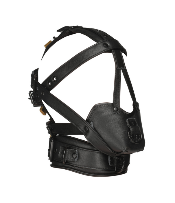 Leren Hoofdharnas met Muilkorf - Zwart