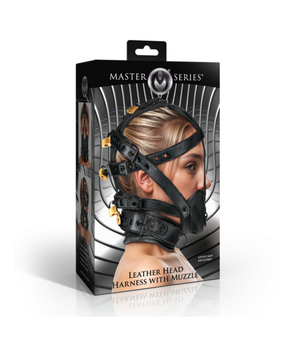 Leren Hoofdharnas met Muilkorf - Zwart