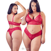 Rode Soft-BH van Kant met Verstelbare Bandjes & Ouvert-String - Copy