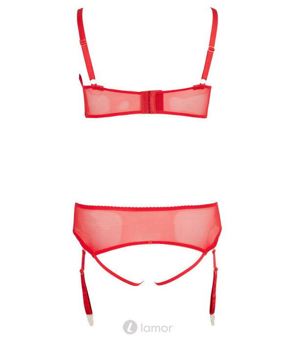 * COTTELLI  Rood Striptease-Set met Afneembare Cups, Stringdeel & Straps
