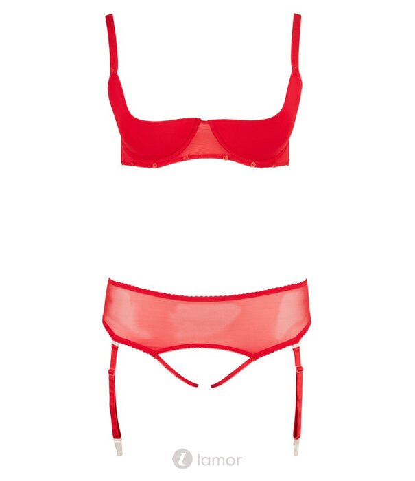 * COTTELLI  Rood Striptease-Set met Afneembare Cups, Stringdeel & Straps