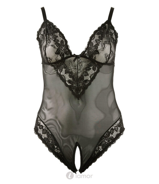 * COTTELLI  Jarretelkorset met Gesplitste Cups, Kant & Bijpassende String