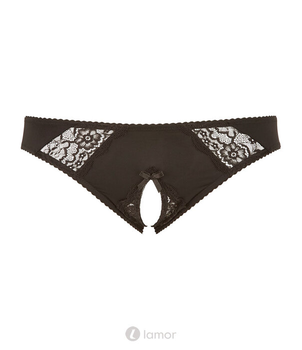 * COTTELLI  Ouvert Slip met Kanten Details & Strikje