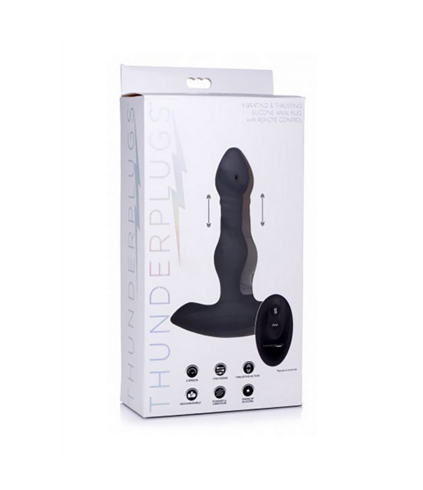 Vibrerende en Duwende Siliconen Butt Plug met Afstandsbediening