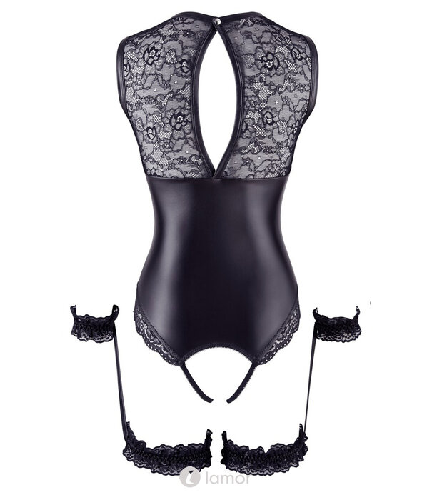 * COTTELLI  Cottelli PARTY mattlook ouvert body met kant en handboeien