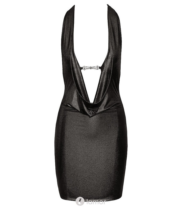 * COTTELLI  Cottelli PARTY zilverkleurig mini-jurkje met diepe watervalhals