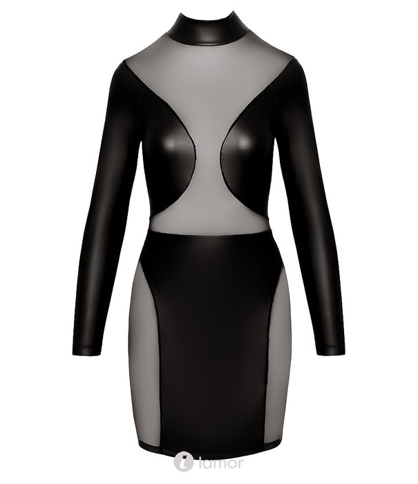 * COTTELLI  Cottelli PARTY mattlook mini-jurk met powernet en lange mouwen