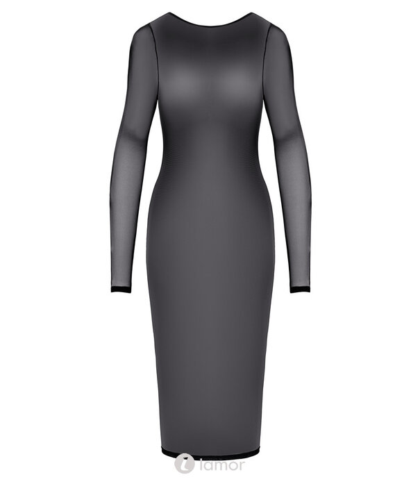 * COTTELLI  Cottelli PARTY transparant powernet jurk met kettingen en rits