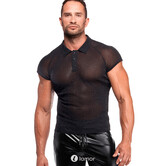 Noir Handmade Noir Handmade Transparante Heren Tulle Polo met Zilveren glans