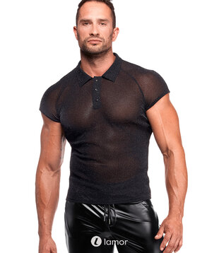 Heren Tulle Polo met Zilver glans, H082