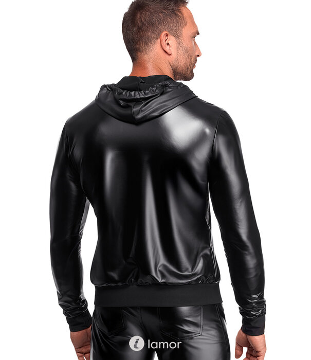 * NOIR handmade Noir Handmade powerwetlook hoodie met lange mouwen voor heren |LAMOR