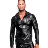 Noir Handmade powerwetlook hoodie met lange mouwen voor heren |LAMOR