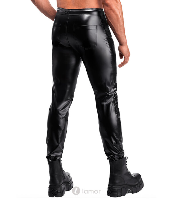 * NOIR handmade Noir Handmade powerwetlook broek met PVC details voor heren |LAMOR