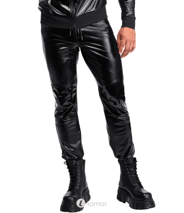 * NOIR handmade Noir Handmade powerwetlook broek met PVC details voor heren |LAMOR