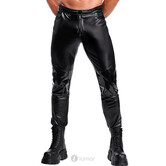 Noir Handmade powerwetlook broek met PVC details voor heren |LAMOR
