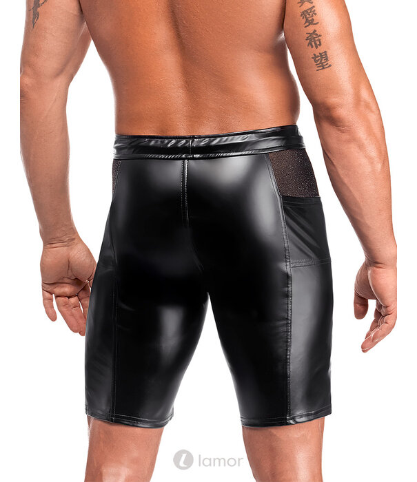* NOIR handmade Noir Handmade powerwetlook Short met mesh en zakken – H089